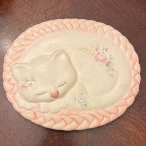Pfaltzgraff Tea Rose Cat On Rug Trivet